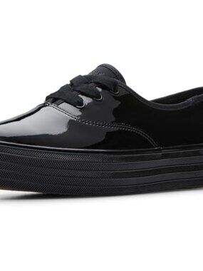 Patent Leather Pointed Toe Lace-Up Platform Sneaker